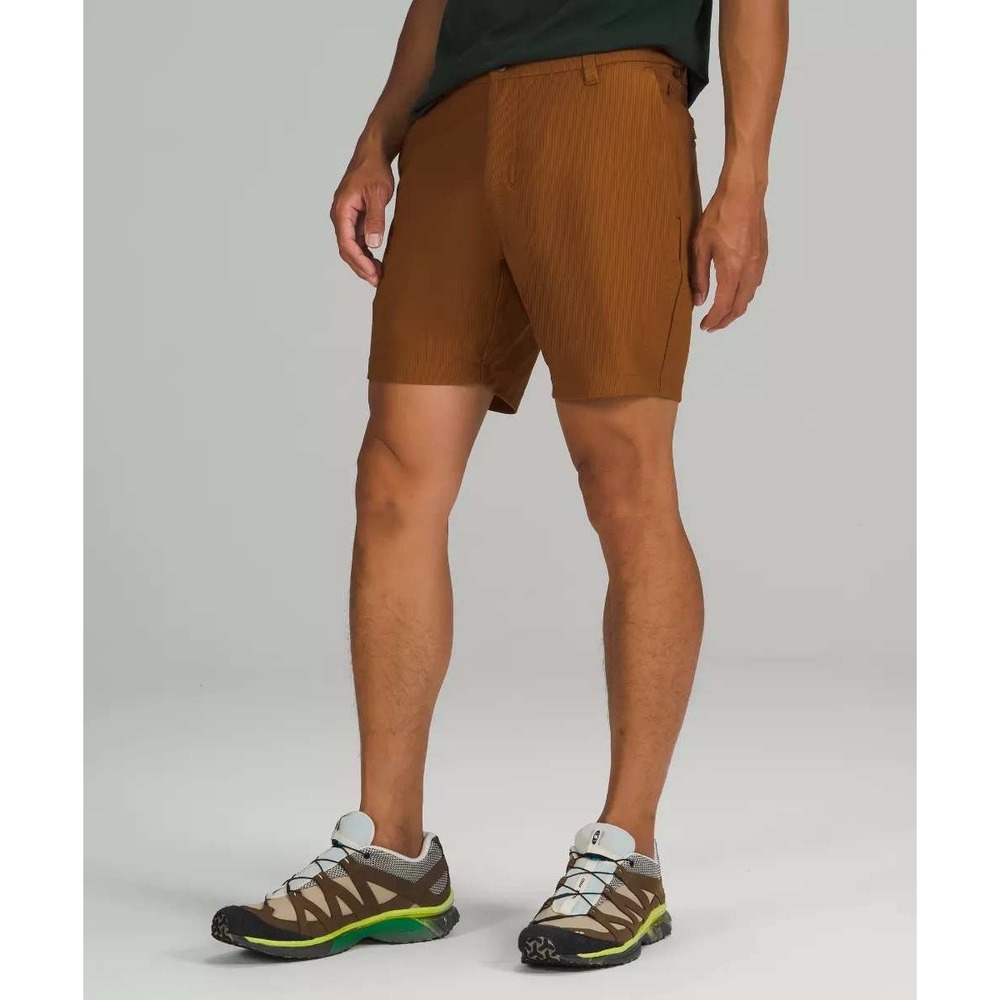 Lululemon Commission Short Mens Size 32 Brown Ribbed Texture 7 Inch Inseam